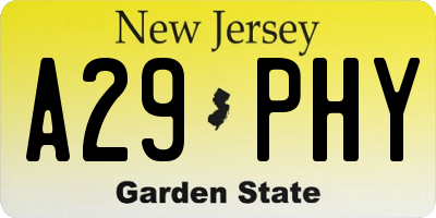 NJ license plate A29PHY