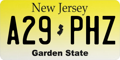 NJ license plate A29PHZ