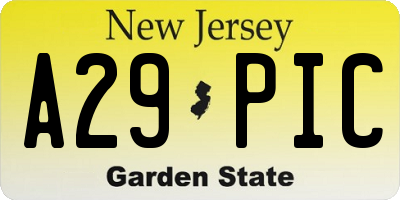NJ license plate A29PIC