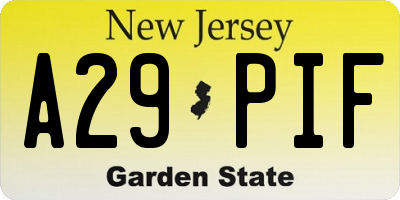 NJ license plate A29PIF