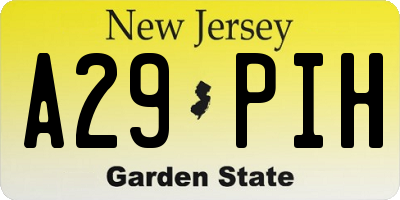 NJ license plate A29PIH
