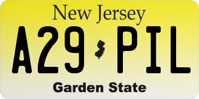 NJ license plate A29PIL