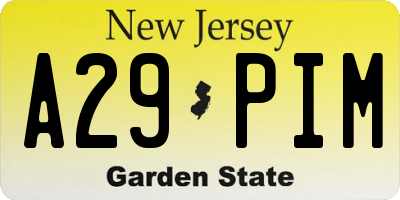 NJ license plate A29PIM