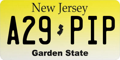 NJ license plate A29PIP