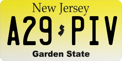 NJ license plate A29PIV