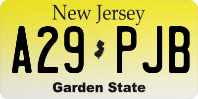 NJ license plate A29PJB