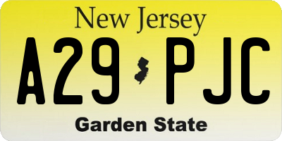 NJ license plate A29PJC