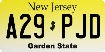 NJ license plate A29PJD