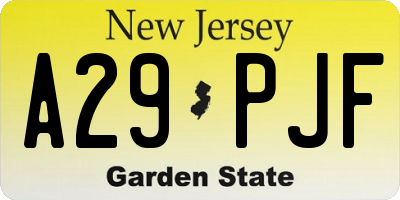 NJ license plate A29PJF