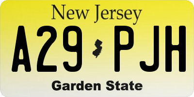 NJ license plate A29PJH