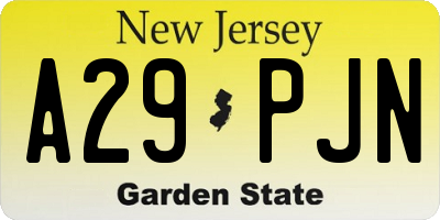 NJ license plate A29PJN