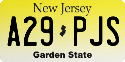 NJ license plate A29PJS