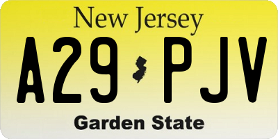 NJ license plate A29PJV