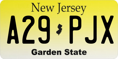 NJ license plate A29PJX