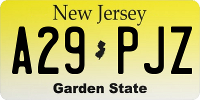 NJ license plate A29PJZ