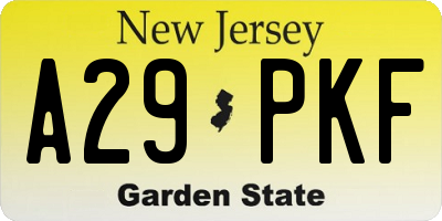 NJ license plate A29PKF