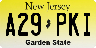 NJ license plate A29PKI