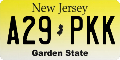 NJ license plate A29PKK