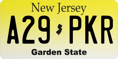 NJ license plate A29PKR
