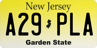 NJ license plate A29PLA
