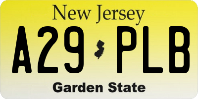 NJ license plate A29PLB