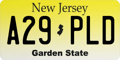 NJ license plate A29PLD