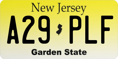 NJ license plate A29PLF