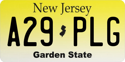 NJ license plate A29PLG