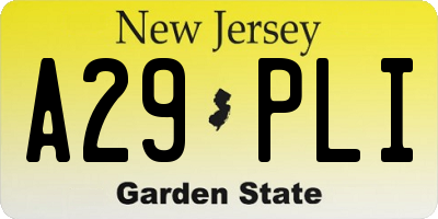 NJ license plate A29PLI