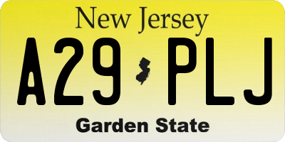 NJ license plate A29PLJ