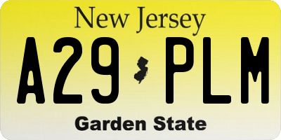 NJ license plate A29PLM