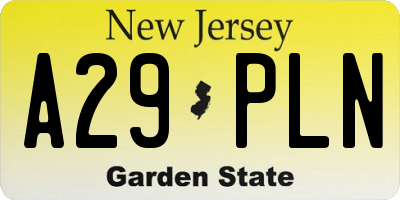 NJ license plate A29PLN