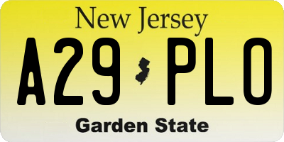 NJ license plate A29PLO
