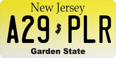 NJ license plate A29PLR