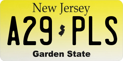 NJ license plate A29PLS