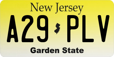 NJ license plate A29PLV