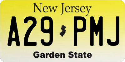 NJ license plate A29PMJ