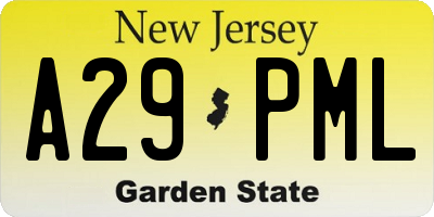 NJ license plate A29PML