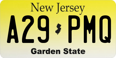 NJ license plate A29PMQ