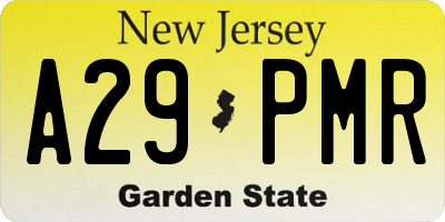 NJ license plate A29PMR