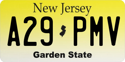 NJ license plate A29PMV