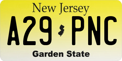 NJ license plate A29PNC