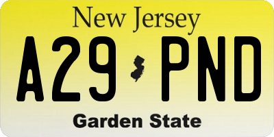 NJ license plate A29PND