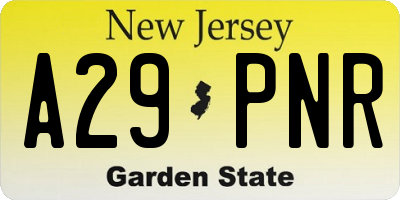 NJ license plate A29PNR