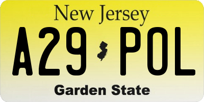 NJ license plate A29POL