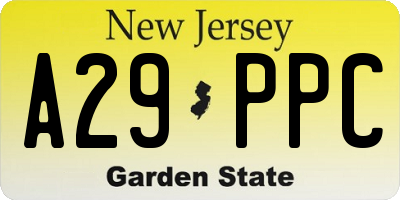 NJ license plate A29PPC