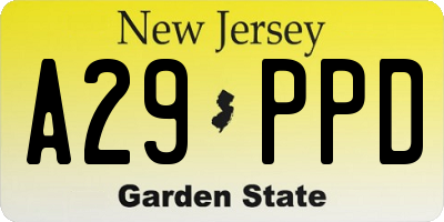 NJ license plate A29PPD