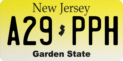 NJ license plate A29PPH
