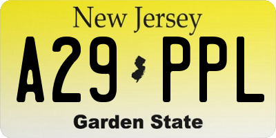 NJ license plate A29PPL