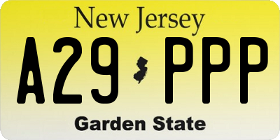 NJ license plate A29PPP